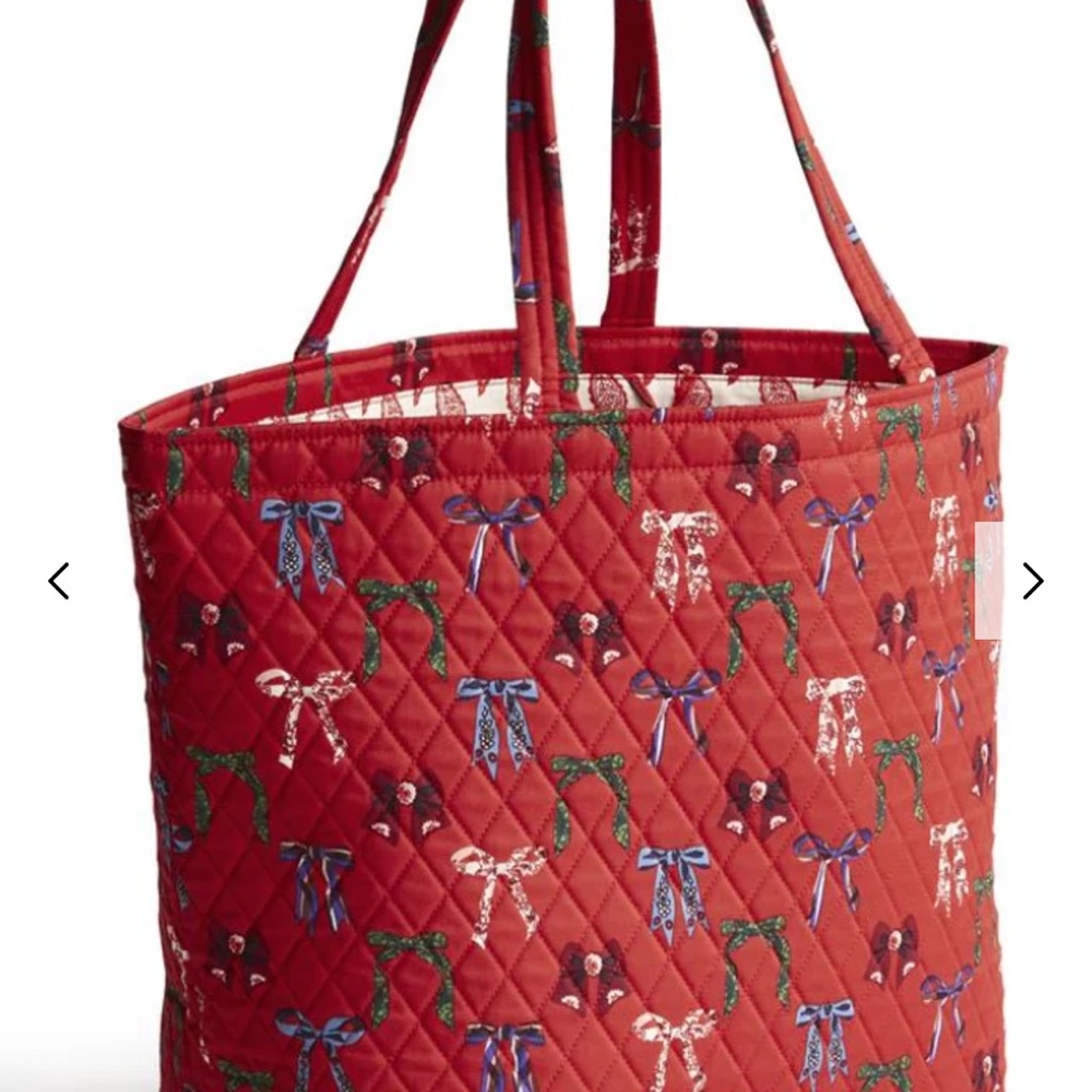 Vera Bradley Red and Green Tote Bag with Festive Design